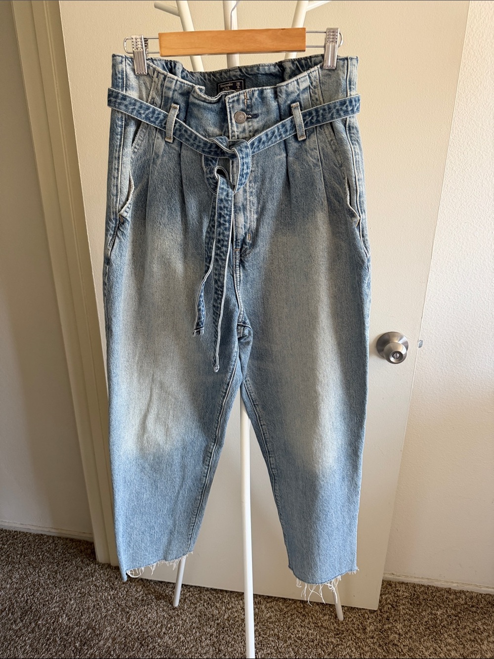 Abercrombie & Fitch Light Blue Paperbag Waist Jeans